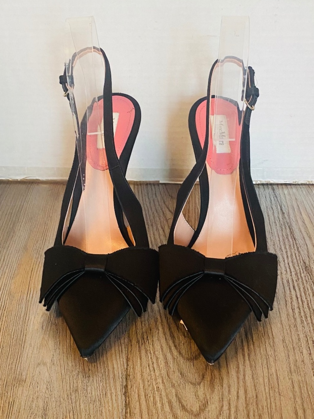 NWOB, Max Mara, Italy, Bussola, Womens Satin Pointed Slingbacks, 8.5 / 39.
